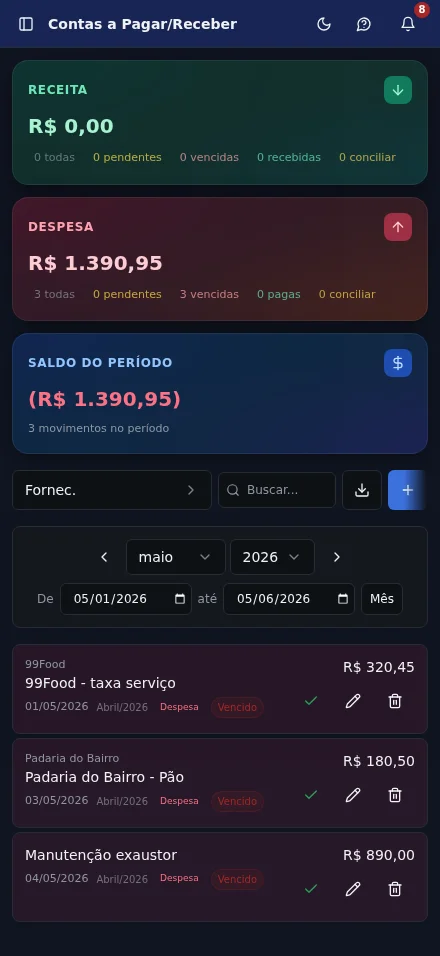 Contas a Pagar - Dark